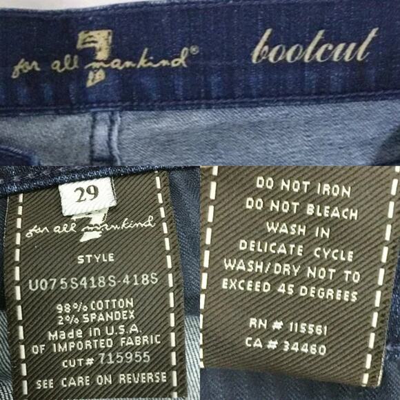 7 For All Mankind Bootcut Jeans Denmark Chain Link Embroidered Pockets Size 29 S - Picture 6 of 13